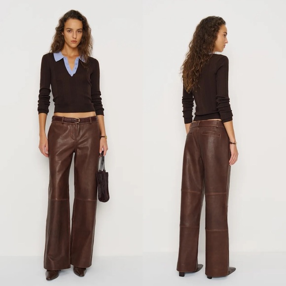 Reformation Pants - REFORMATION NWT Veda Gisele Low Rise Leather Pants 2